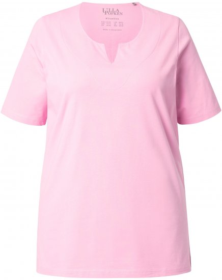 Ulla Popken Essential Notch Neck Stretch Tee Pink - Majice - 