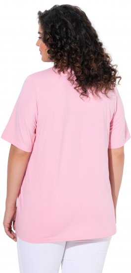 Ulla Popken Essential Notch Neck Stretch Tee Pink - Majice - 