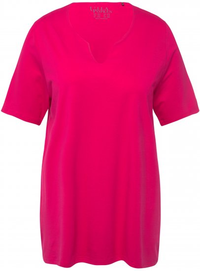 Ulla Popken Essential Notch Neck Stretch Tee Magenta Pink - Majice - 