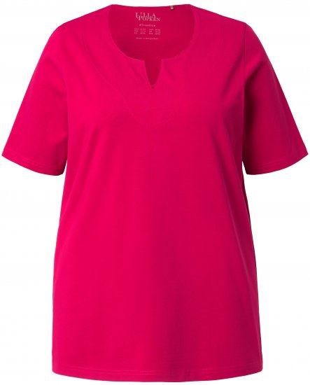 Ulla Popken Essential Notch Neck Stretch Tee Dark Raspberry - Majice - 