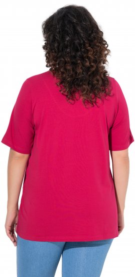 Ulla Popken Essential Notch Neck Stretch Tee Dark Raspberry - Majice - 