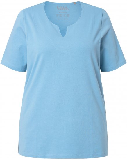 Ulla Popken Essential Notch Neck Stretch Tee Light Teal - Majice - 