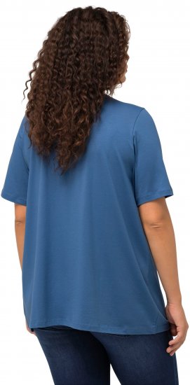 Ulla Popken Essential Notch Neck Stretch Tee Denim Blue - Majice - 