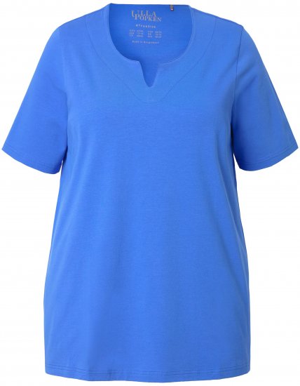 Ulla Popken Essential Notch Neck Stretch Tee Peacock Blue - Majice - 