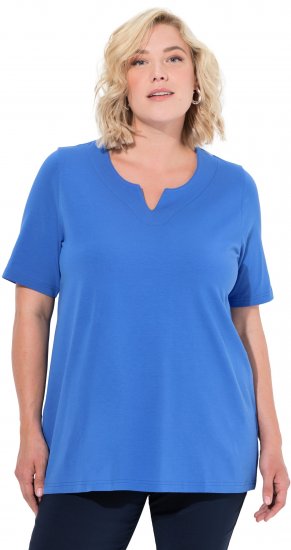 Ulla Popken Essential Notch Neck Stretch Tee Peacock Blue - Majice - 