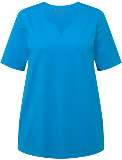 Ulla Popken Essential Notch Neck Stretch Tee Sapphire Blue - Majice - 