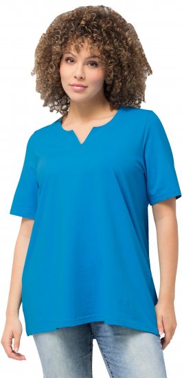 Ulla Popken Essential Notch Neck Stretch Tee Sapphire Blue - Majice - 