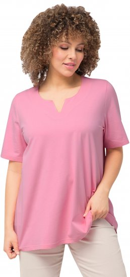 Ulla Popken Essential Notch Neck Stretch Tee Light Pink - Majice - 