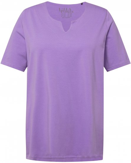 Ulla Popken Essential Notch Neck Stretch Tee Pale Lilac - Majice - 