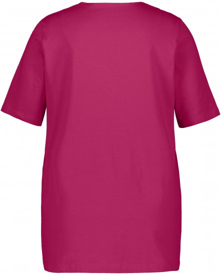 Ulla Popken Essential Notch Neck Stretch Tee Magnolia Red - Majice - 