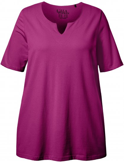 Ulla Popken Essential Notch Neck Stretch Tee Berry - Majice - 