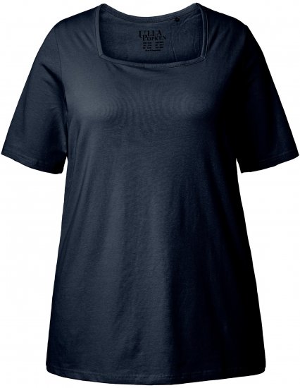Ulla Popken Essential Square Neck Stretch Tee Navy Blue - Majice - 