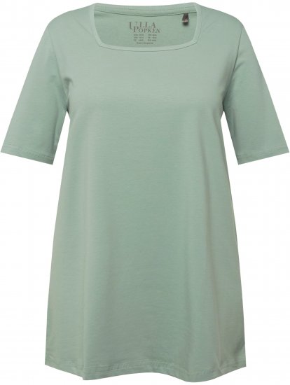 Ulla Popken Essential Square Neck Stretch Tee Light Moss Green - Majice - 