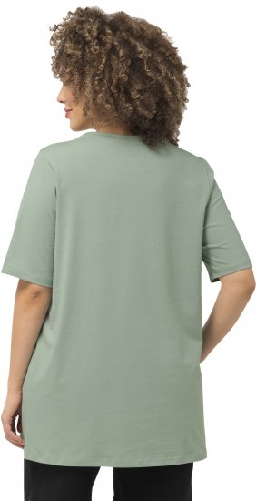 Ulla Popken Essential Square Neck Stretch Tee Light Moss Green - Majice - 