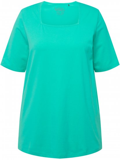 Ulla Popken Essential Square Neck Stretch Tee Turquoise Green - Majice - 
