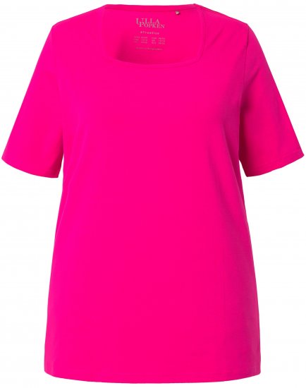 Ulla Popken Essential Square Neck Stretch Tee Magenta Pink - Majice - 