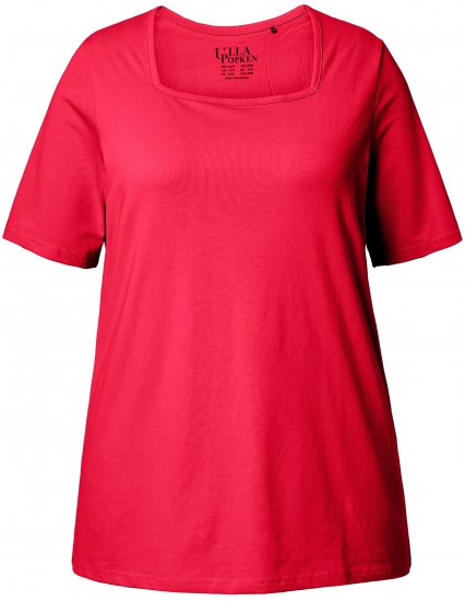 Ulla Popken Essential Square Neck Stretch Tee Red - Majice - 