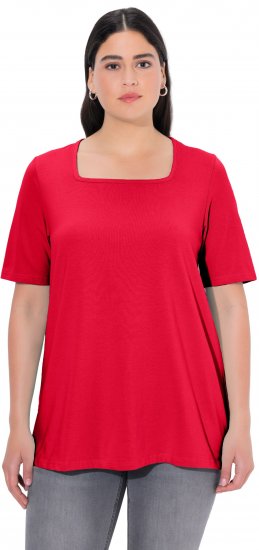 Ulla Popken Essential Square Neck Stretch Tee Red - Majice - 