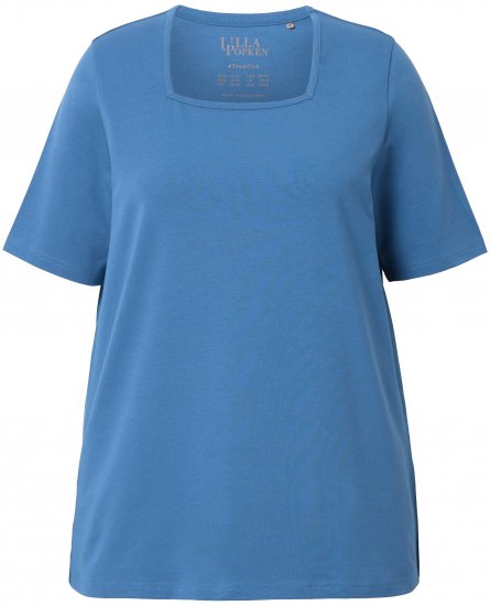 Ulla Popken Essential Square Neck Stretch Tee Denim Blue - Majice - 