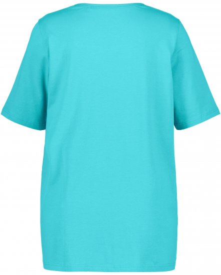 Ulla Popken Essential Square Neck Stretch Tee Deep Aqua - Majice - 