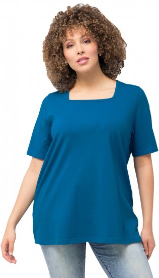 Ulla Popken Essential Square Neck Stretch Tee Medium Blue - Majice - 
