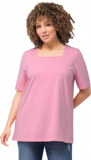 Ulla Popken Essential Square Neck Stretch Tee Light Pink - Majice - 