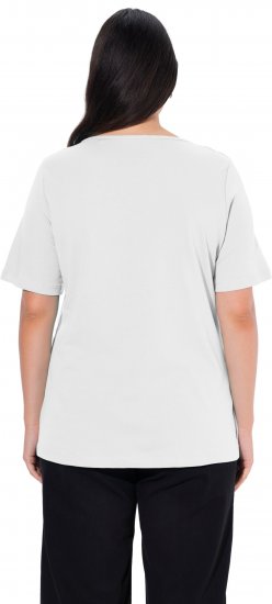 Ulla Popken Double Layer Rounded V-Neck Slim Fit Tee Snow White - Majice - 