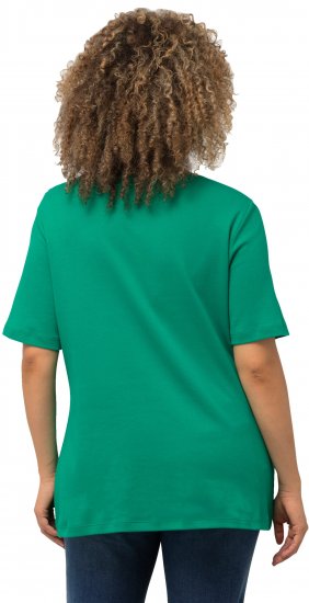 Ulla Popken Double Layer Rounded V-Neck Slim Fit Tee Emerald - Majice - 