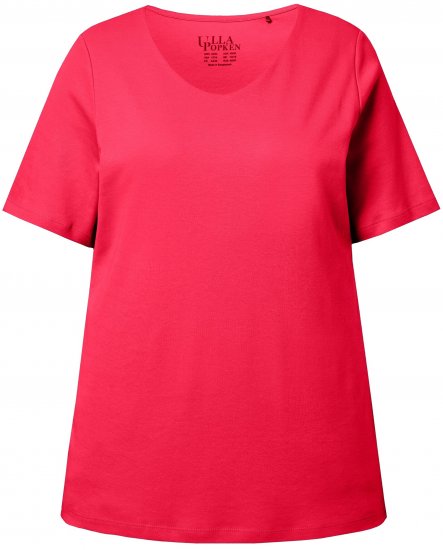 Ulla Popken Double Layer Rounded V-Neck Slim Fit Tee Red - Majice - 