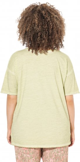 Ulla Popken Cold Dye Ruffle Edge Pocket Tee Pistachio - Majice - 