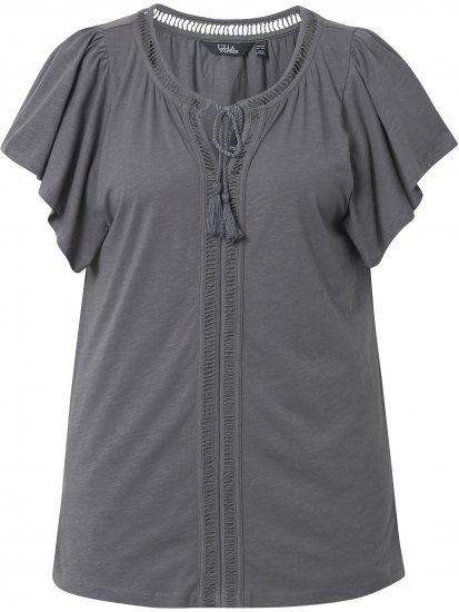 Ulla Popken Wing Sleeve V-Neck Tee Graphite Grey - Majice - 