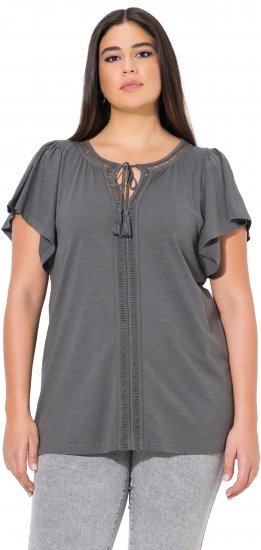 Ulla Popken Wing Sleeve V-Neck Tee Graphite Grey - Majice - 