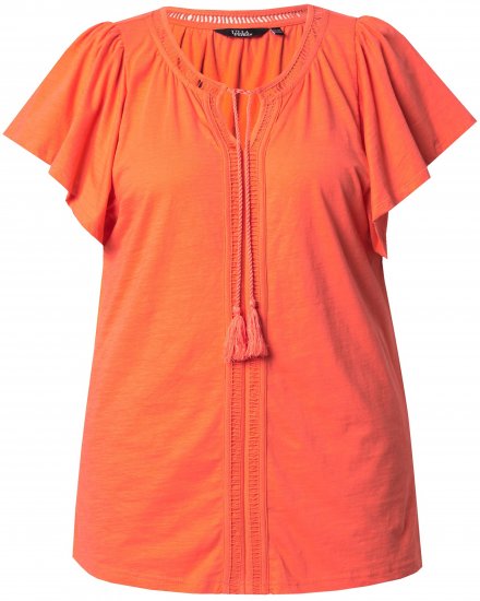 Ulla Popken Wing Sleeve V-Neck Tee Coral Pink - Majice - 