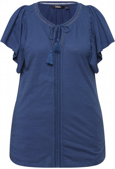 Ulla Popken Wing Sleeve V-Neck Tee Navy - Majice - 
