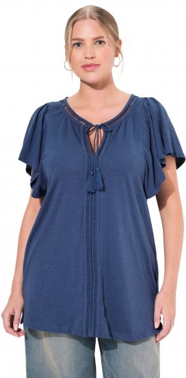 Ulla Popken Wing Sleeve V-Neck Tee Navy - Majice - 