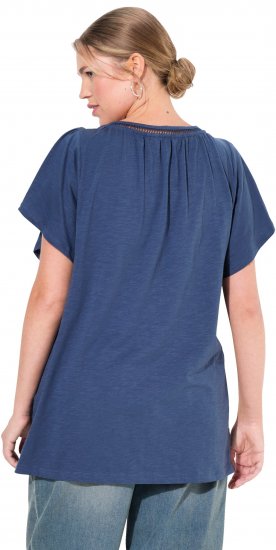 Ulla Popken Wing Sleeve V-Neck Tee Navy - Majice - 