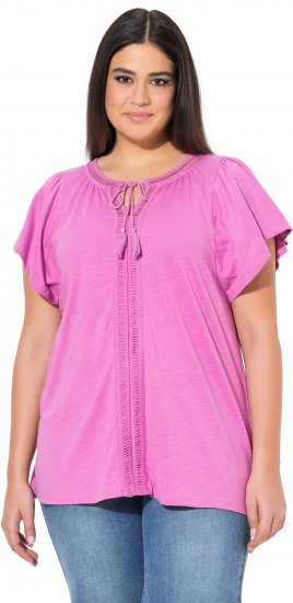 Ulla Popken Wing Sleeve V-Neck Tee Cool Pink - Majice - 