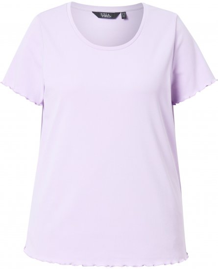Ulla Popken Ribbed Lettuce Hem Short Sleeve Tee Lavender - Majice - 