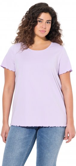 Ulla Popken Ribbed Lettuce Hem Short Sleeve Tee Lavender - Majice - 