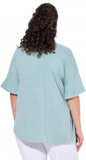 Ulla Popken Asymmetric Flounce Panel Short Sleeve Tee Light Moss Green - Majice - 