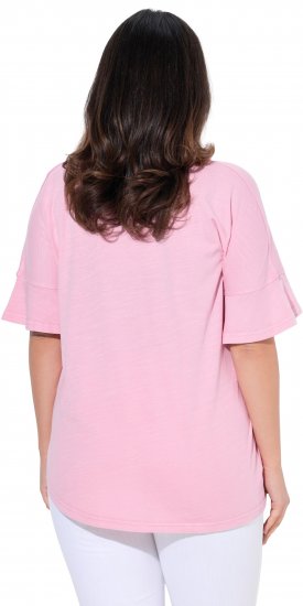 Ulla Popken Asymmetric Flounce Panel Short Sleeve Tee Pink - Majice - 
