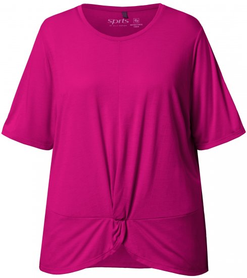 Ulla Popken Antibacterial Short Sleeve Draped Tee Light Magenta - Majice - 