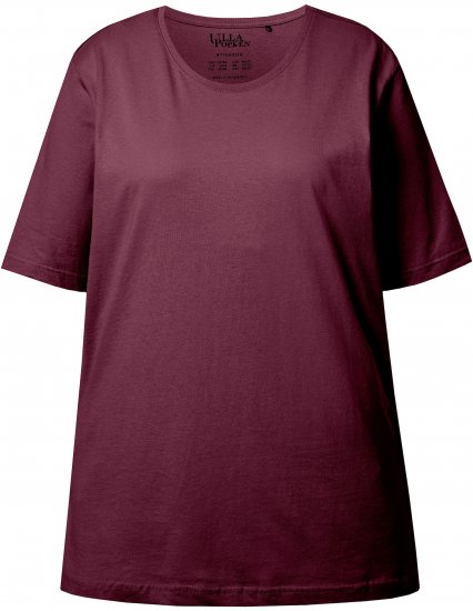 Ulla Popken Basic Round Neck Short Sleeve Relaxed Fit T-Shirt Dark Red - Majice - 