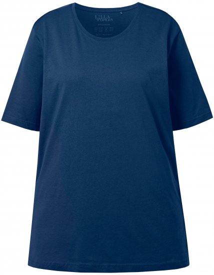 Ulla Popken Basic Round Neck Short Sleeve Relaxed Fit T-Shirt Dark Blue - Majice - 