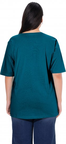 Ulla Popken Basic Round Neck Short Sleeve Relaxed Fit T-Shirt Dark Green - Majice - 