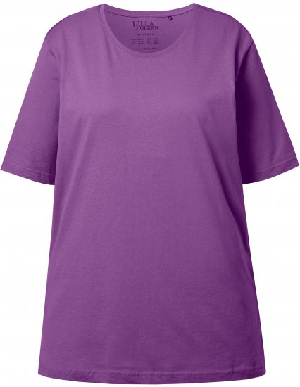 Ulla Popken Basic Round Neck Short Sleeve Relaxed Fit T-Shirt Purple - Majice - 