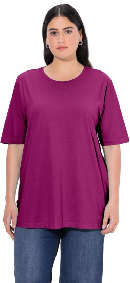Ulla Popken Basic Round Neck Short Sleeve Relaxed Fit T-Shirt Berry Purple - Majice - 