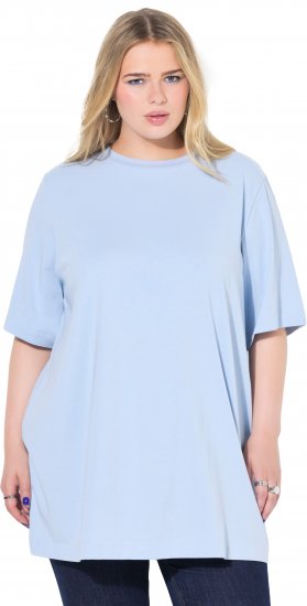 Ulla Popken Basic Round Neck Short Sleeve T-Shirt Light Blue - Majice - 