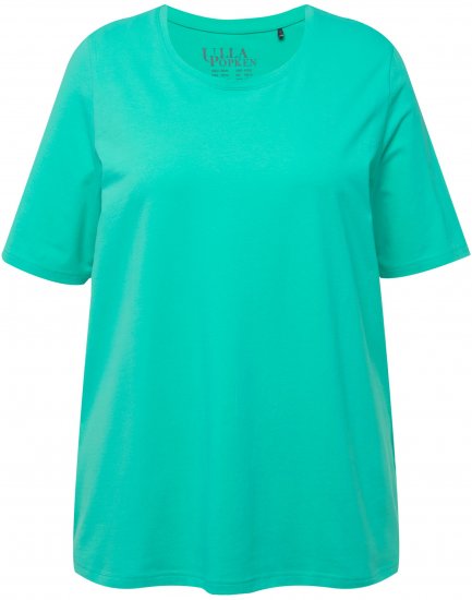 Ulla Popken Essential Round Neck Stretch Tee Turquoise - Majice - 