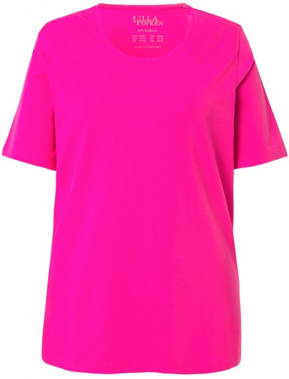 Ulla Popken Essential Round Neck Stretch Tee Magenta Pink - Majice - 